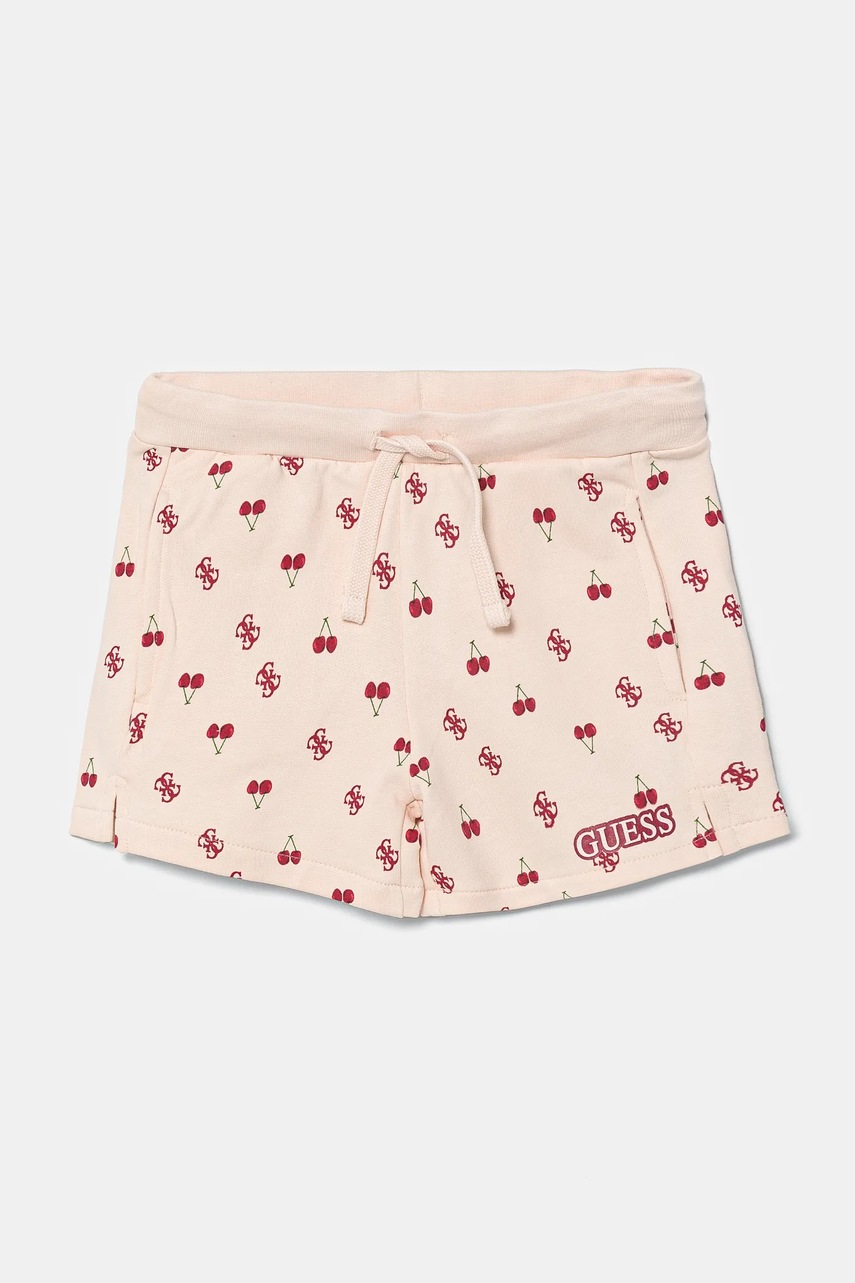Levně Dětské bavlněné šortky Guess béžová barva, vzorované, nastavitelný pas, K5GD05 KA6R4