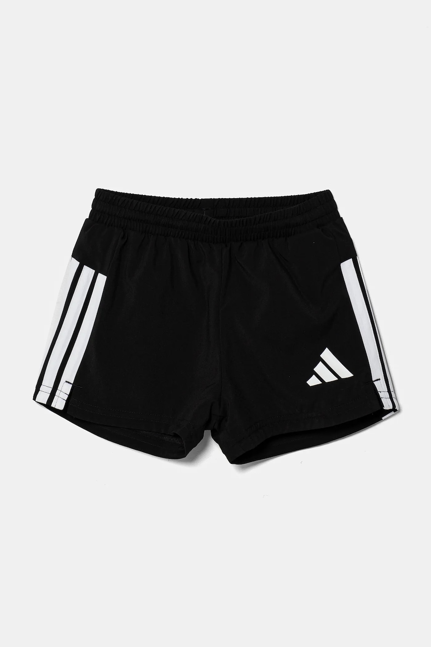 Детские шорты adidas цвет чёрный с аппликацией регулируемая талия JJ5038 Детские шорты adidas цвет чёрный с аппликацией регулируемая талия JJ5038