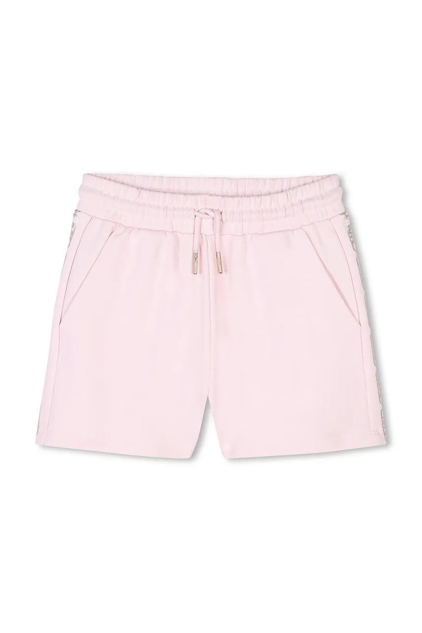 Michael Kors pantaloni scurți din bumbac pentru copii culoarea roz, cu imprimeu, talie reglabila, R30337 Michael Kors pantaloni scurți din bumbac pentru copii culoarea roz, cu imprimeu, talie reglabila, R30337