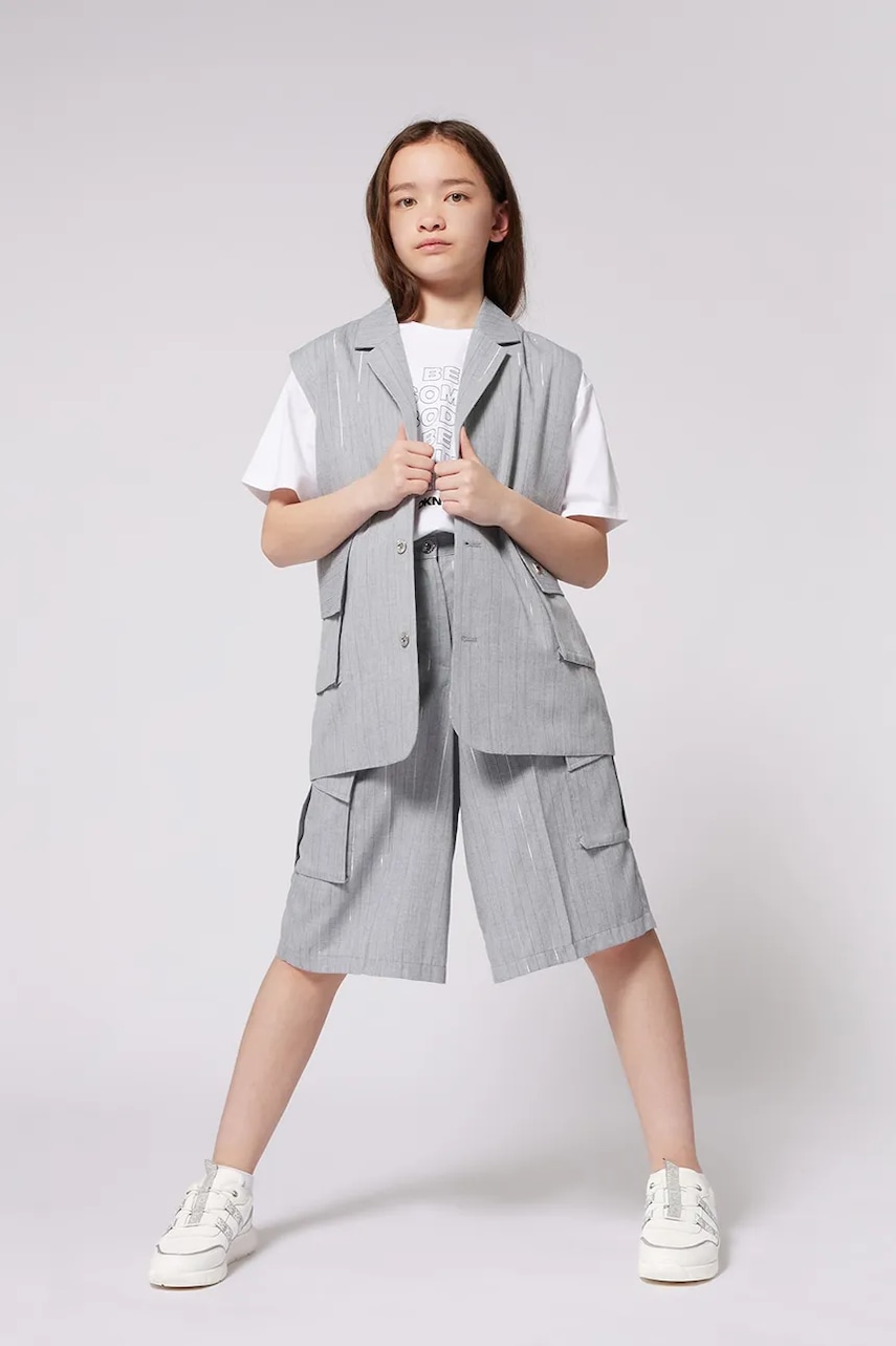 Dkny pantaloni scurți copii culoarea gri, uni, D62274