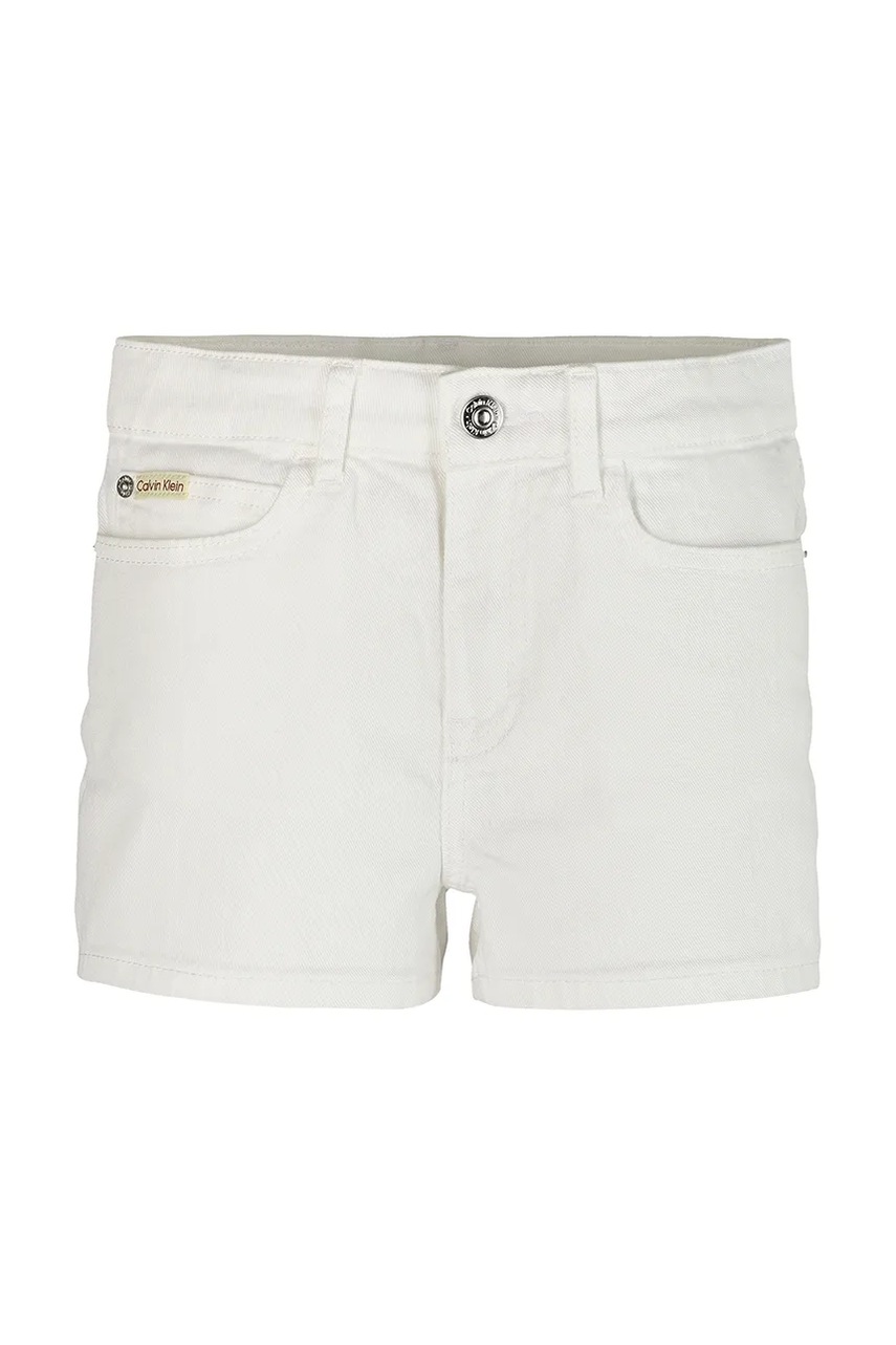 Детские джинсовые шорты Calvin Klein Jeans цвет белый однотонные IG0IG02889