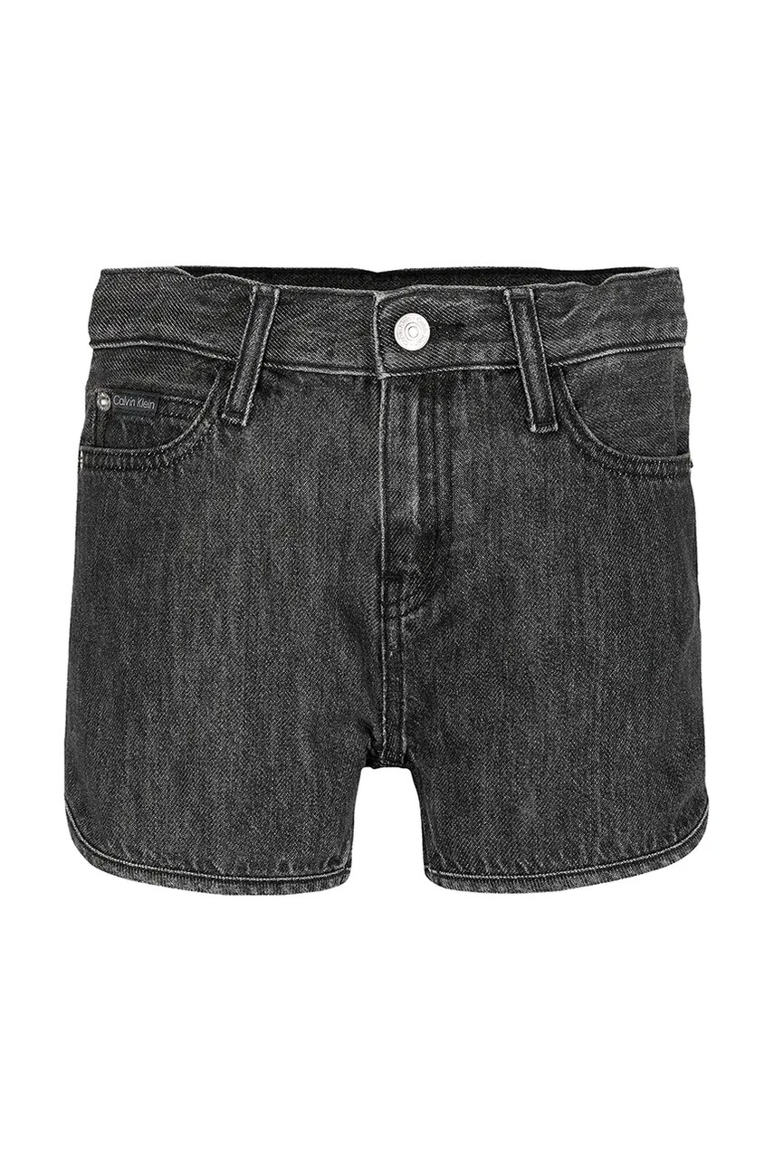 Levně Dětské riflové kraťasy Calvin Klein Jeans černá barva, hladké, IG0IG02891