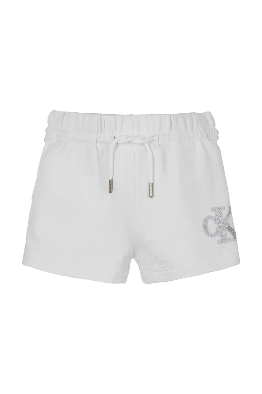 Детские хлопковые шорты Calvin Klein Jeans цвет белый с принтом регулируемая талия IG0IG02959