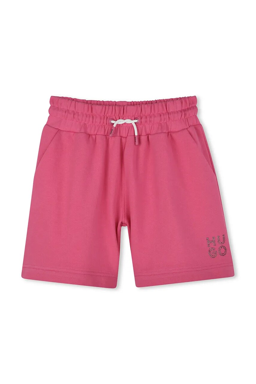HUGO pantaloni scurti copii culoarea roz, neted, G00403