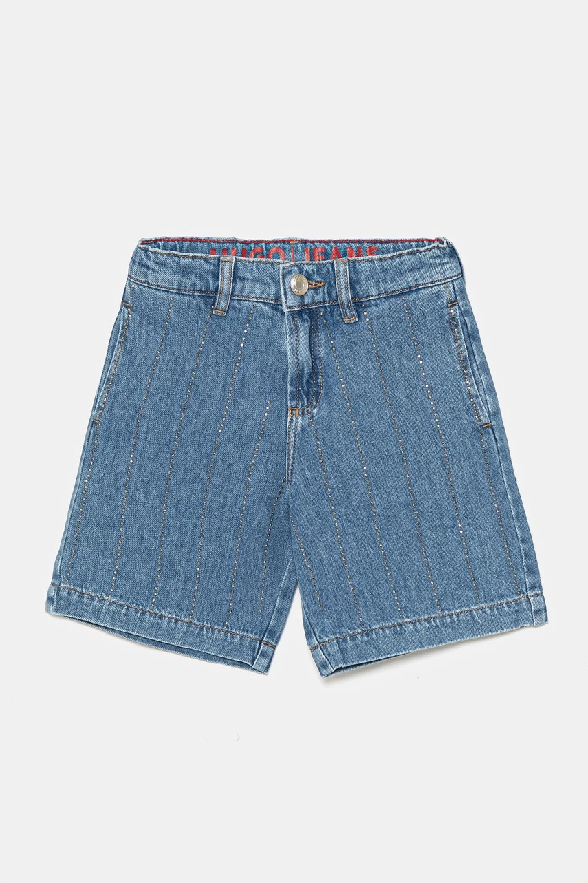 Детские джинсовые шорты HUGO с аппликацией G00406 Детские джинсовые шорты HUGO с аппликацией G00406