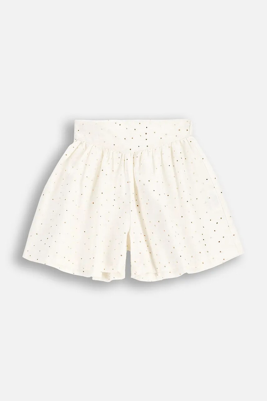 Coccodrillo pantaloni scurți culoarea alb, cu imprimeu, talie reglabila, ELEGANT JUNIOR GIRL