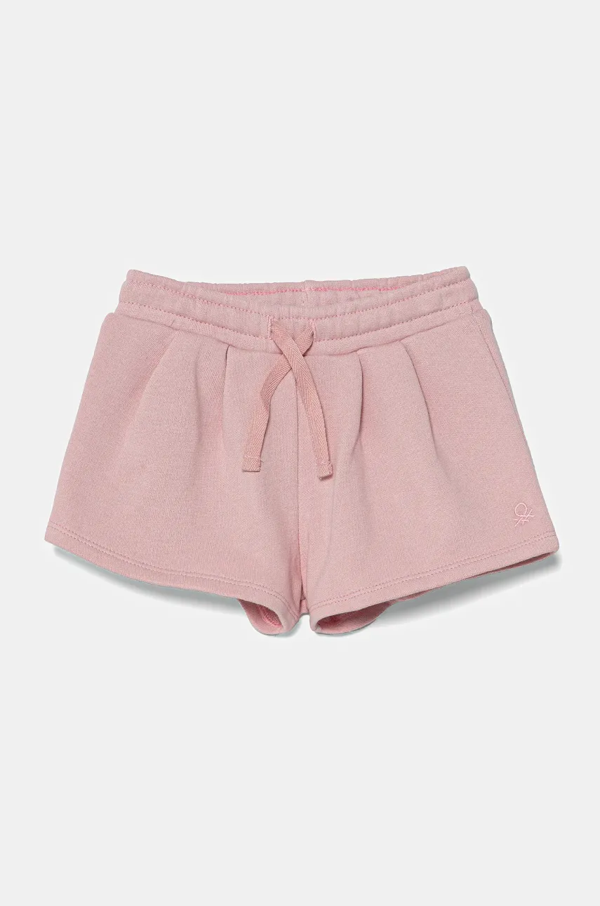 United Colors of Benetton pantaloni scurți din bumbac pentru copii culoarea roz, uni, talie reglabila, 3J70G901R