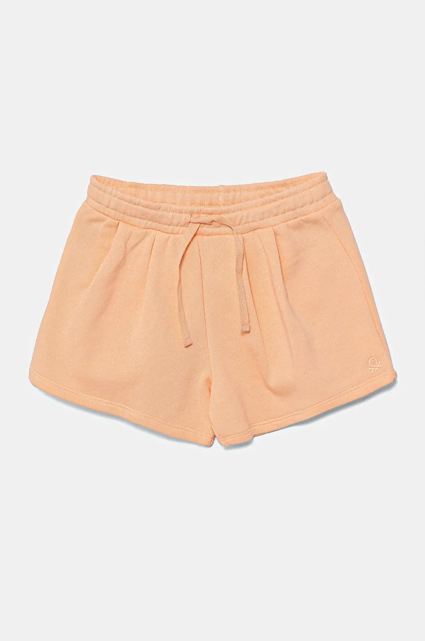 United Colors of Benetton pantaloni scurți din bumbac pentru copii culoarea portocaliu, uni, talie reglabila, 3J70G901R