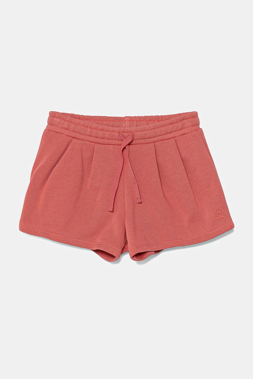 United Colors of Benetton pantaloni scurti din bumbac pentru copii culoarea roz, uni, talie reglabila, 3J70G901R