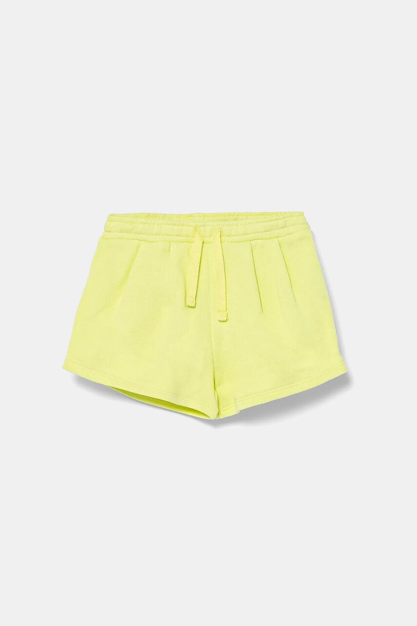 United Colors of Benetton pantaloni scurti din bumbac pentru copii culoarea verde, uni, talie reglabila, 3J70G901R