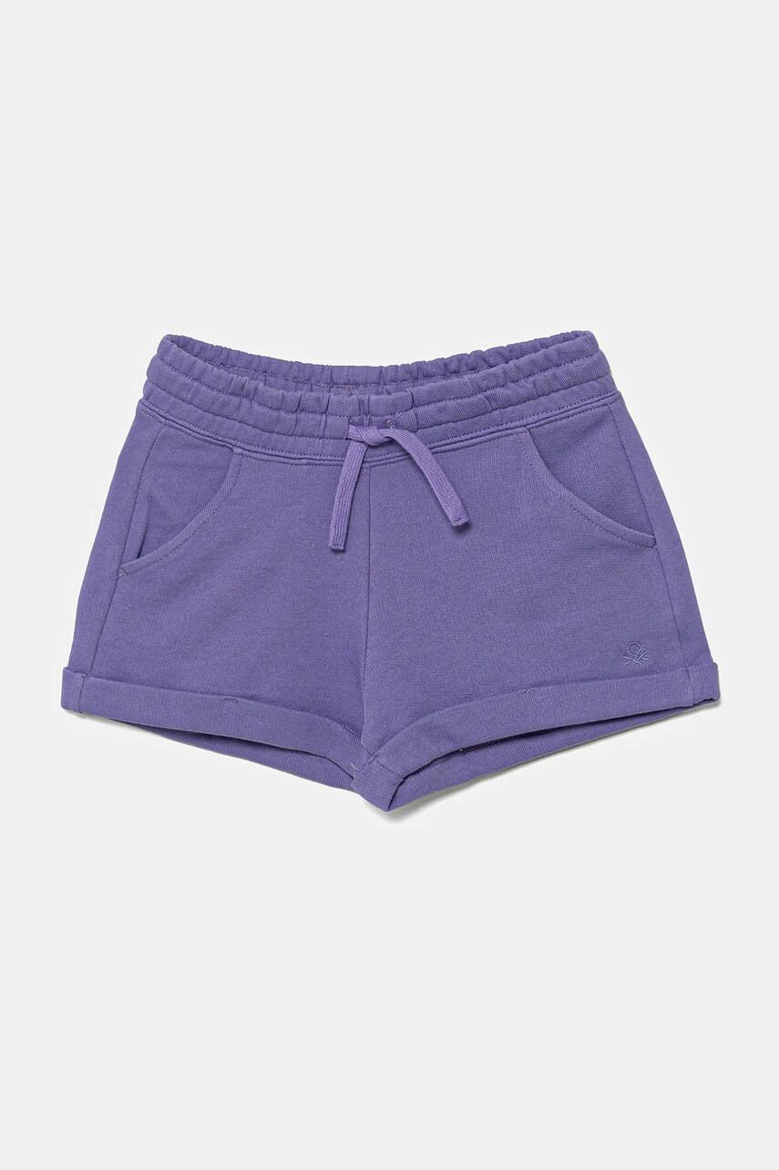 United Colors of Benetton pantaloni scurti din bumbac pentru copii culoarea violet, uni, talie reglabila, 3J68C901C