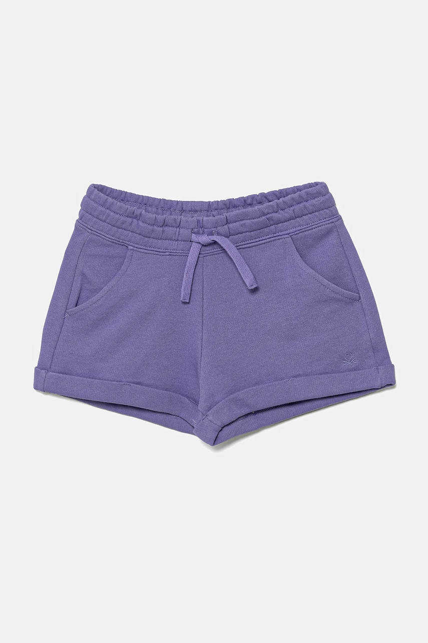 United Colors of Benetton pantaloni scurți din bumbac pentru copii culoarea violet, uni, talie reglabila, 3J68C901C