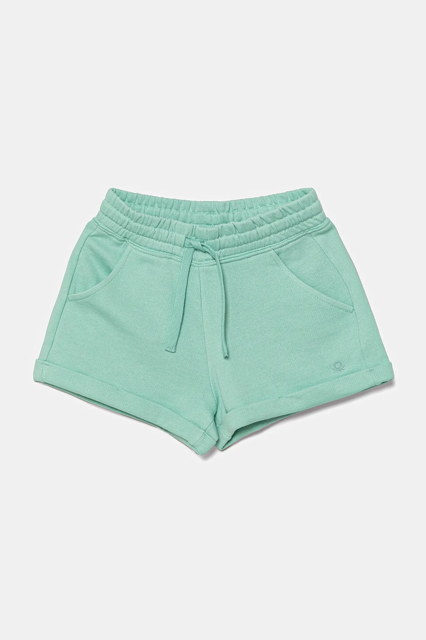 United Colors of Benetton pantaloni scurți din bumbac pentru copii culoarea turcoaz, uni, talie reglabila, 3J68C901C