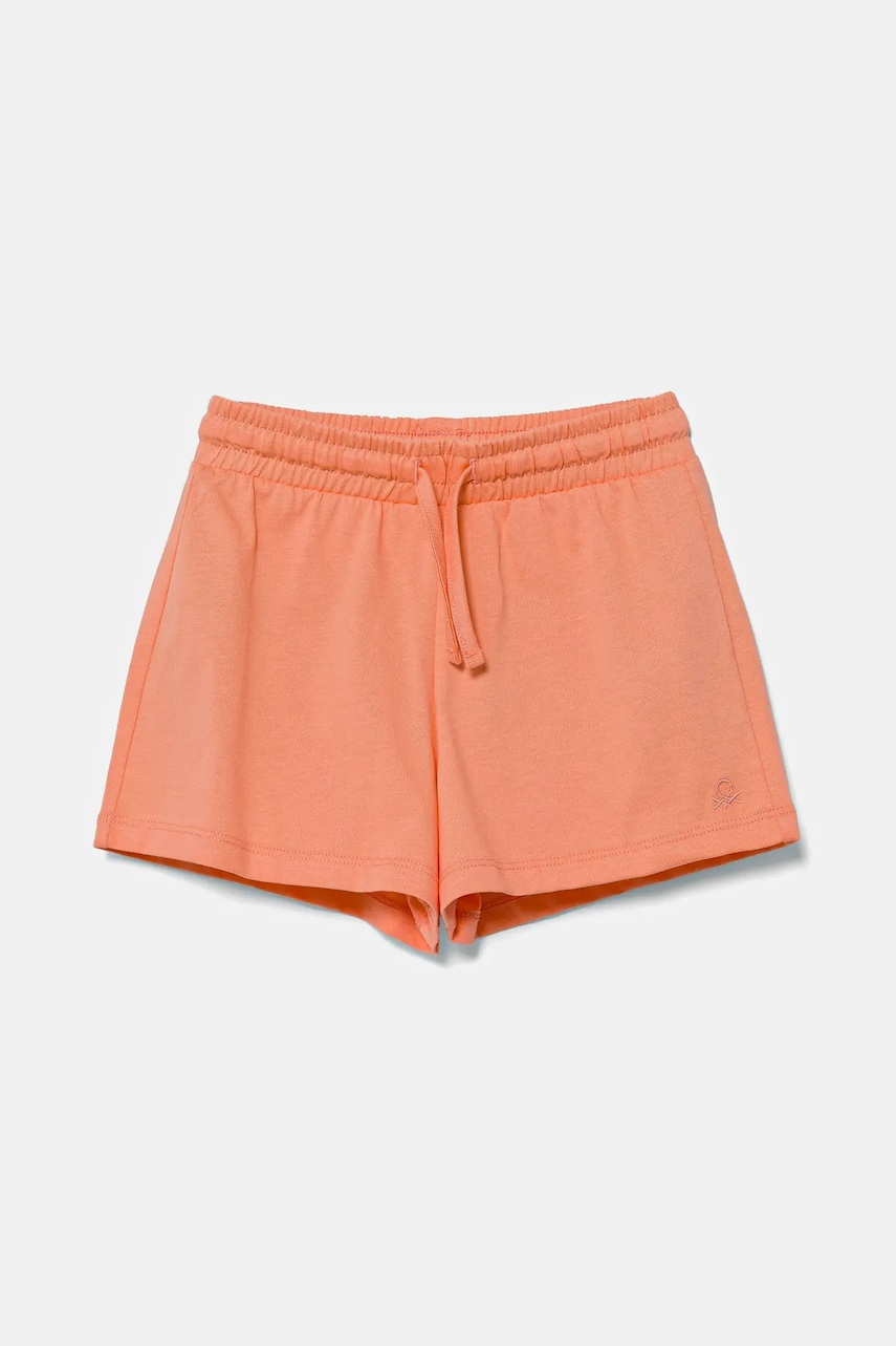 United Colors of Benetton pantaloni scurți din bumbac pentru copii culoarea portocaliu, uni, talie reglabila, 3BL0G901T
