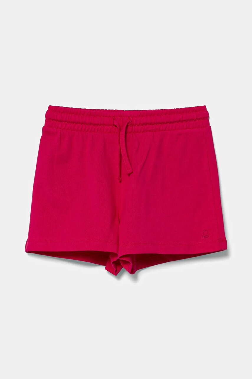 United Colors of Benetton pantaloni scurti din bumbac pentru copii culoarea roz, uni, talie reglabila, 3BL0G901T