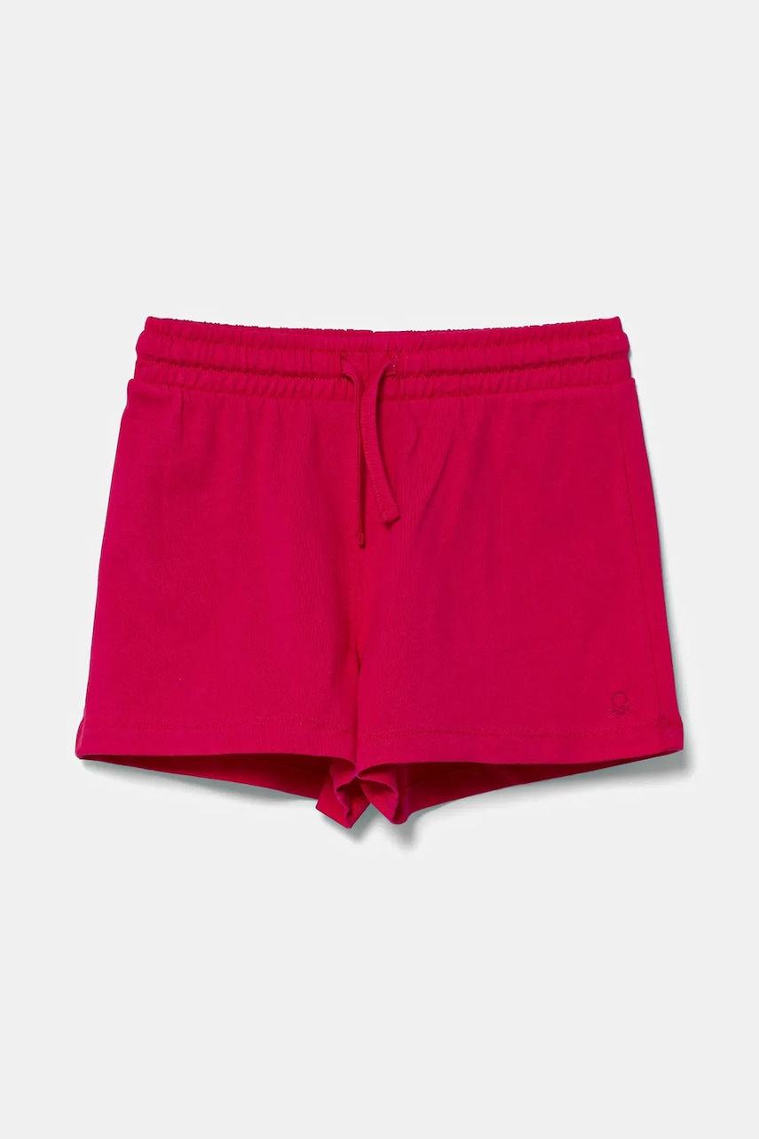 United Colors of Benetton pantaloni scurți din bumbac pentru copii culoarea roz, uni, talie reglabila, 3BL0G901T