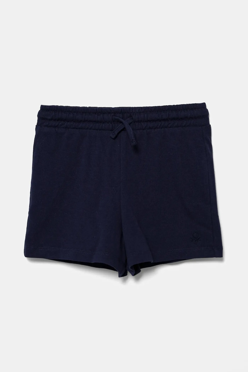 United Colors of Benetton pantaloni scurți din bumbac pentru copii culoarea bleumarin, uni, talie reglabila, 3BL0G901T
