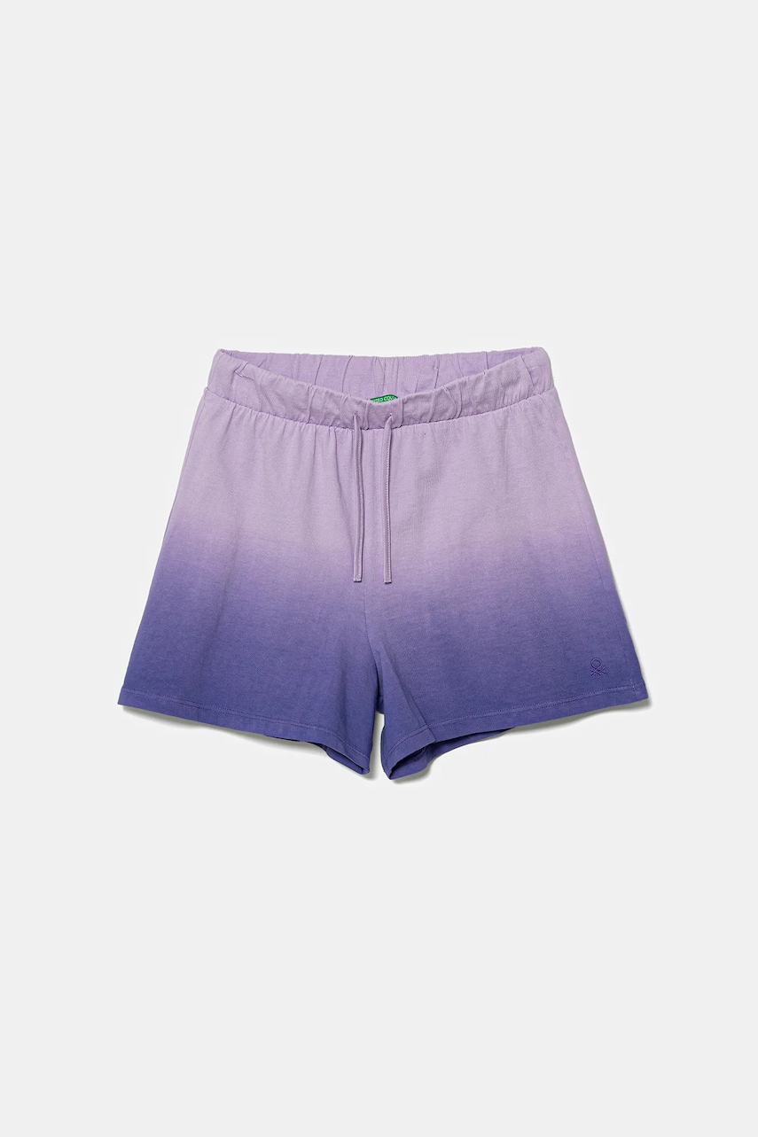 United Colors of Benetton pantaloni scurți din bumbac pentru copii culoarea violet, cu imprimeu, talie reglabila, 3NPDC903G