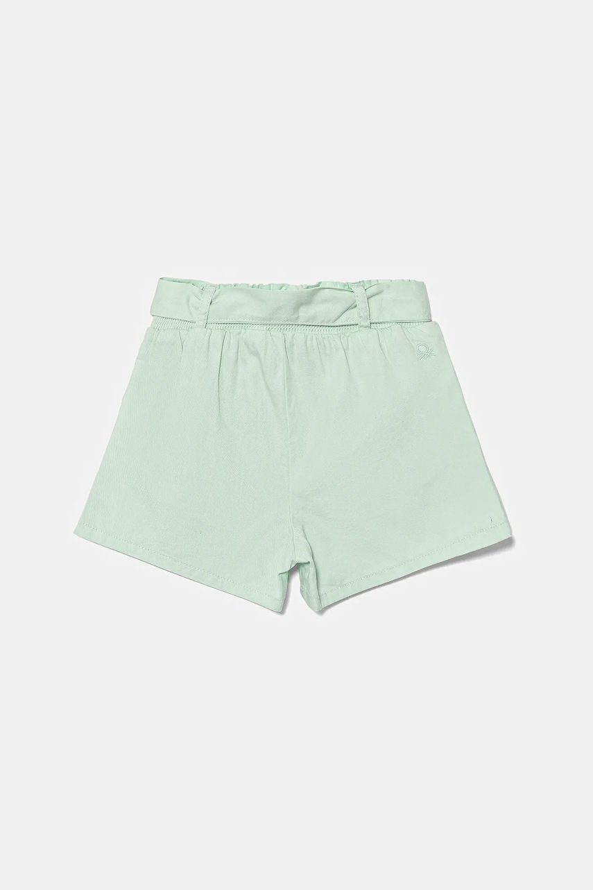 Детские хлопковые шорты United Colors of Benetton цвет зелёный однотонные 47RGG9030 Детские хлопковые шорты United Colors of Benetton цвет зелёный однотонные 47RGG9030