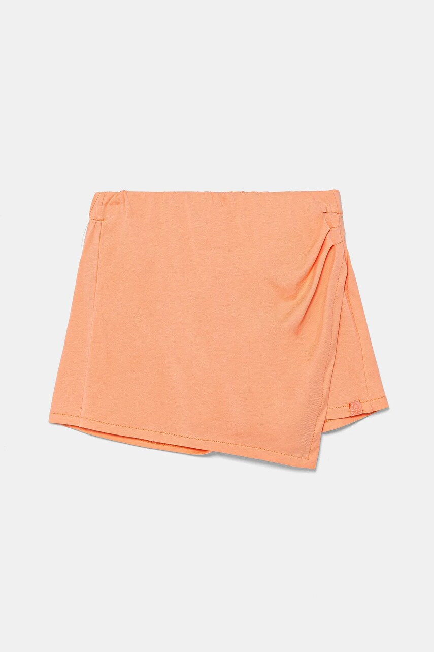 United Colors of Benetton fusta-pantalon din bumbac pentru copii culoarea portocaliu, neted, 35RYC903H