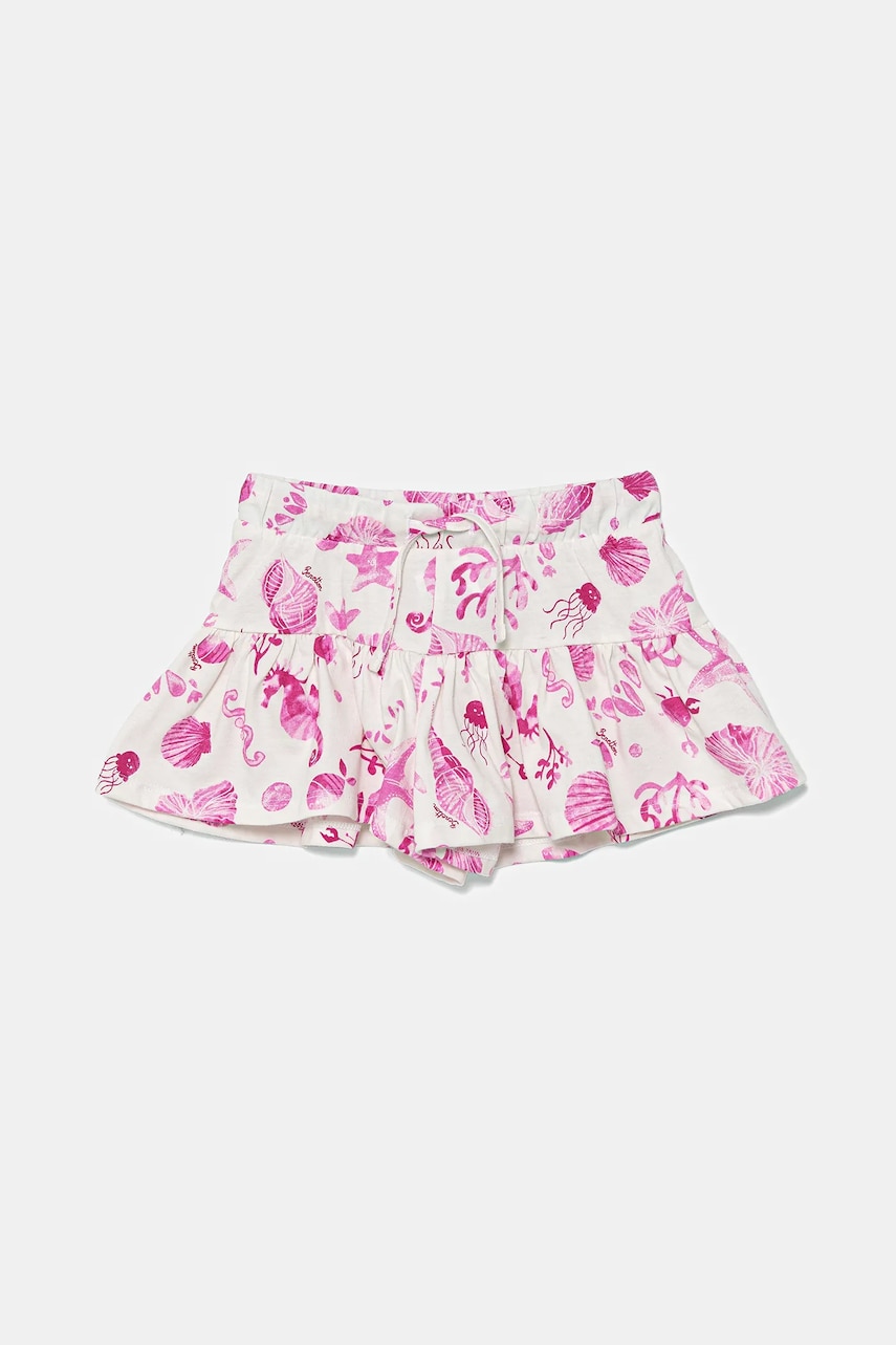 United Colors of Benetton pantaloni scurti din bumbac pentru copii culoarea roz, modelator, talie reglabila, 34VAG901X
