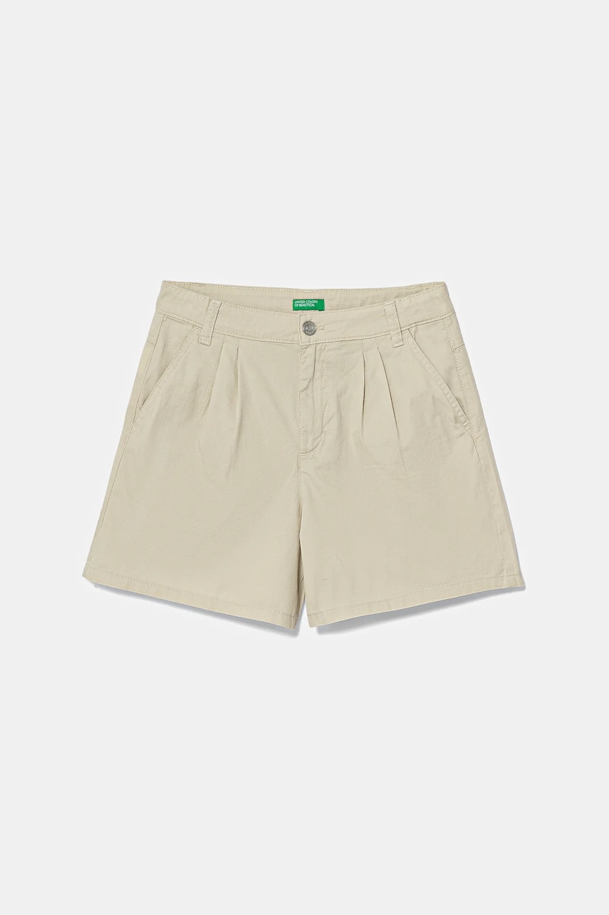 United Colors of Benetton pantaloni scurti din bumbac pentru copii culoarea bej, uni, talie reglabila, 47RGC903Y
