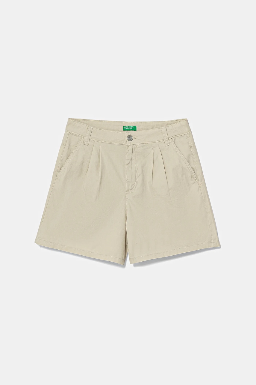 United Colors of Benetton pantaloni scurți din bumbac pentru copii culoarea bej, uni, talie reglabila, 47RGC903Y
