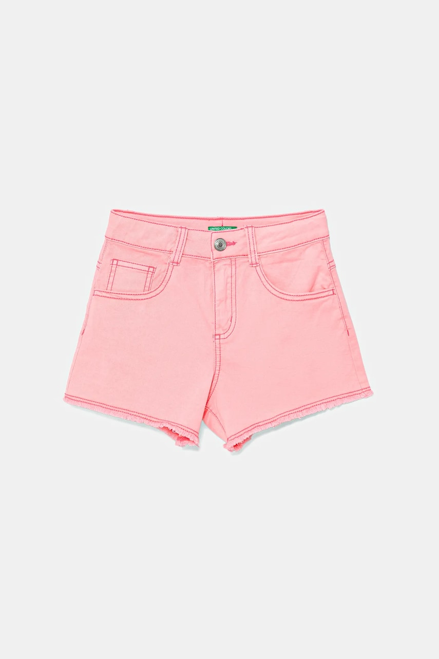 United Colors of Benetton pantaloni scurti copii culoarea roz, uni, 4O69C9040
