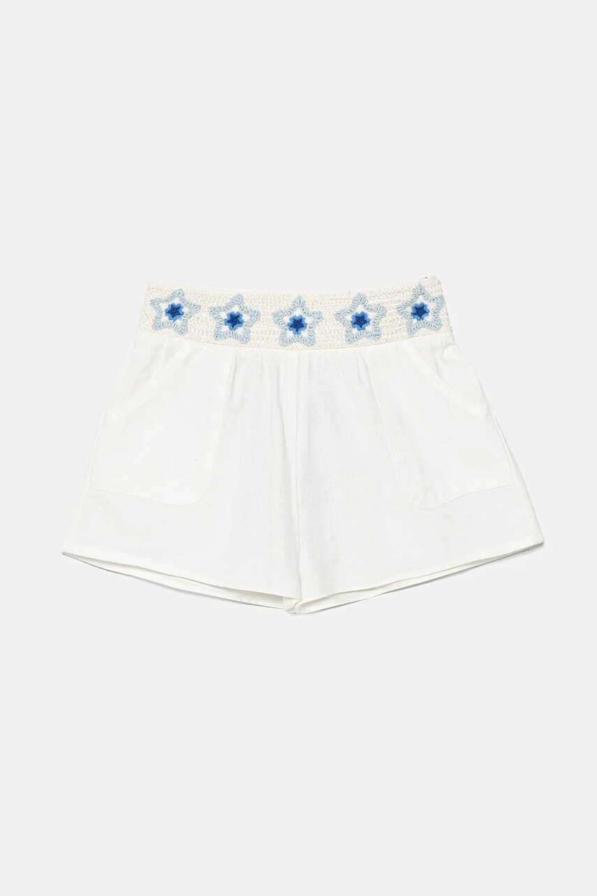 United Colors of Benetton pantaloni scurti din bumbac pentru copii culoarea alb, cu imprimeu, 47JKG902U