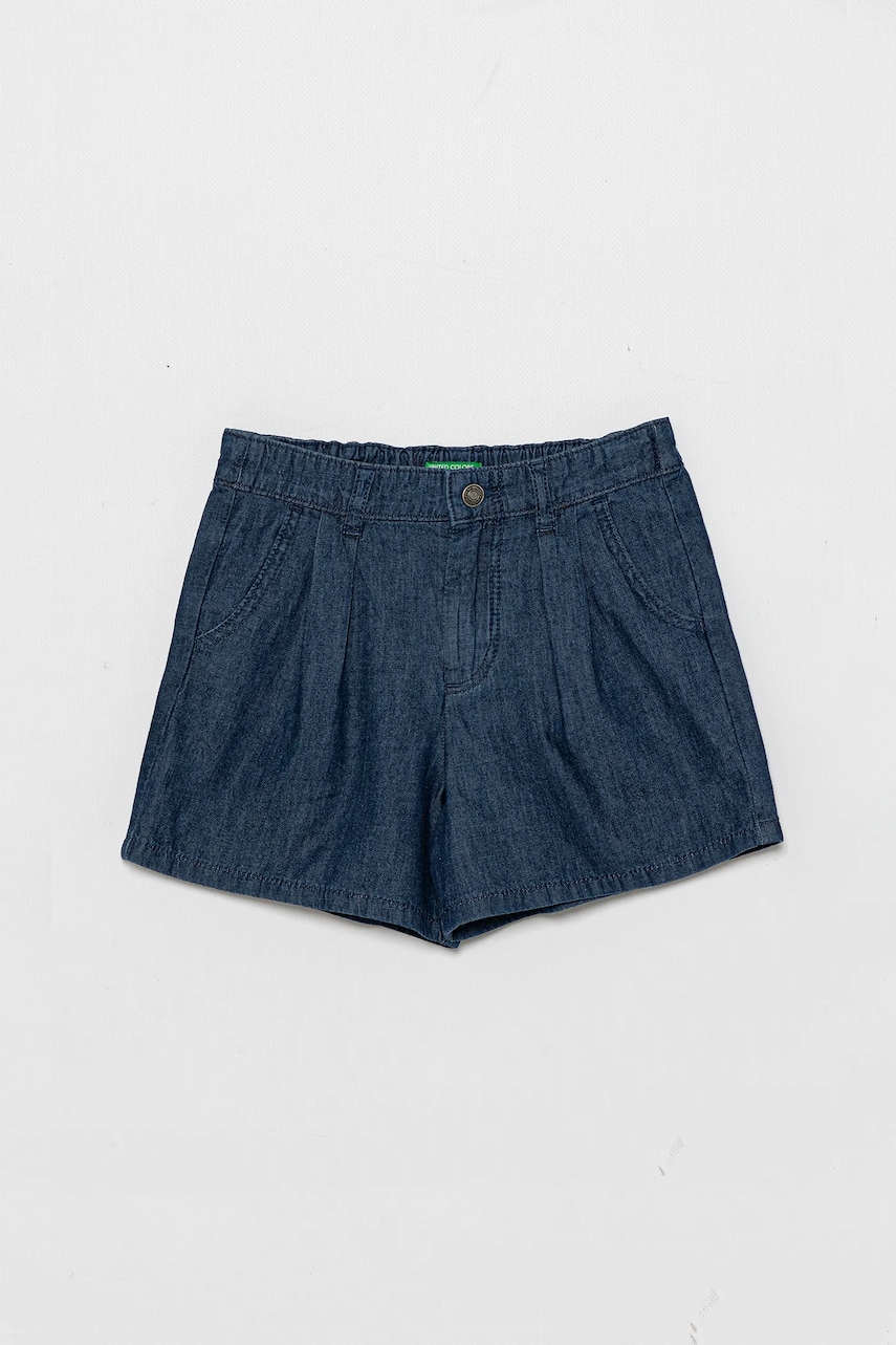 United Colors of Benetton pantaloni scurți din denim pentru copii culoarea bleumarin, neted, 4DHJG9031