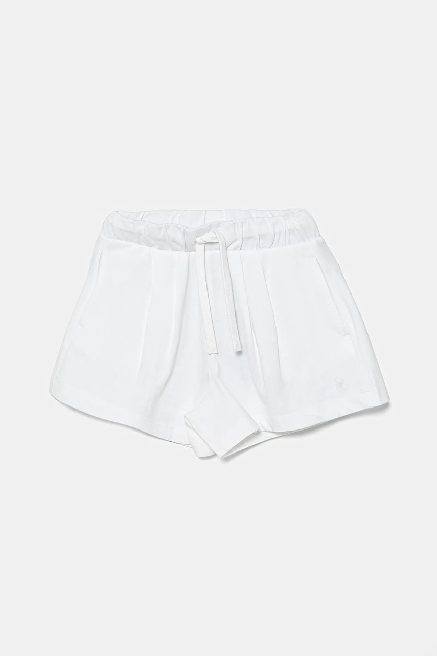 United Colors of Benetton pantaloni scurti din bumbac pentru copii culoarea alb, uni, talie reglabila, 3BL0C903I