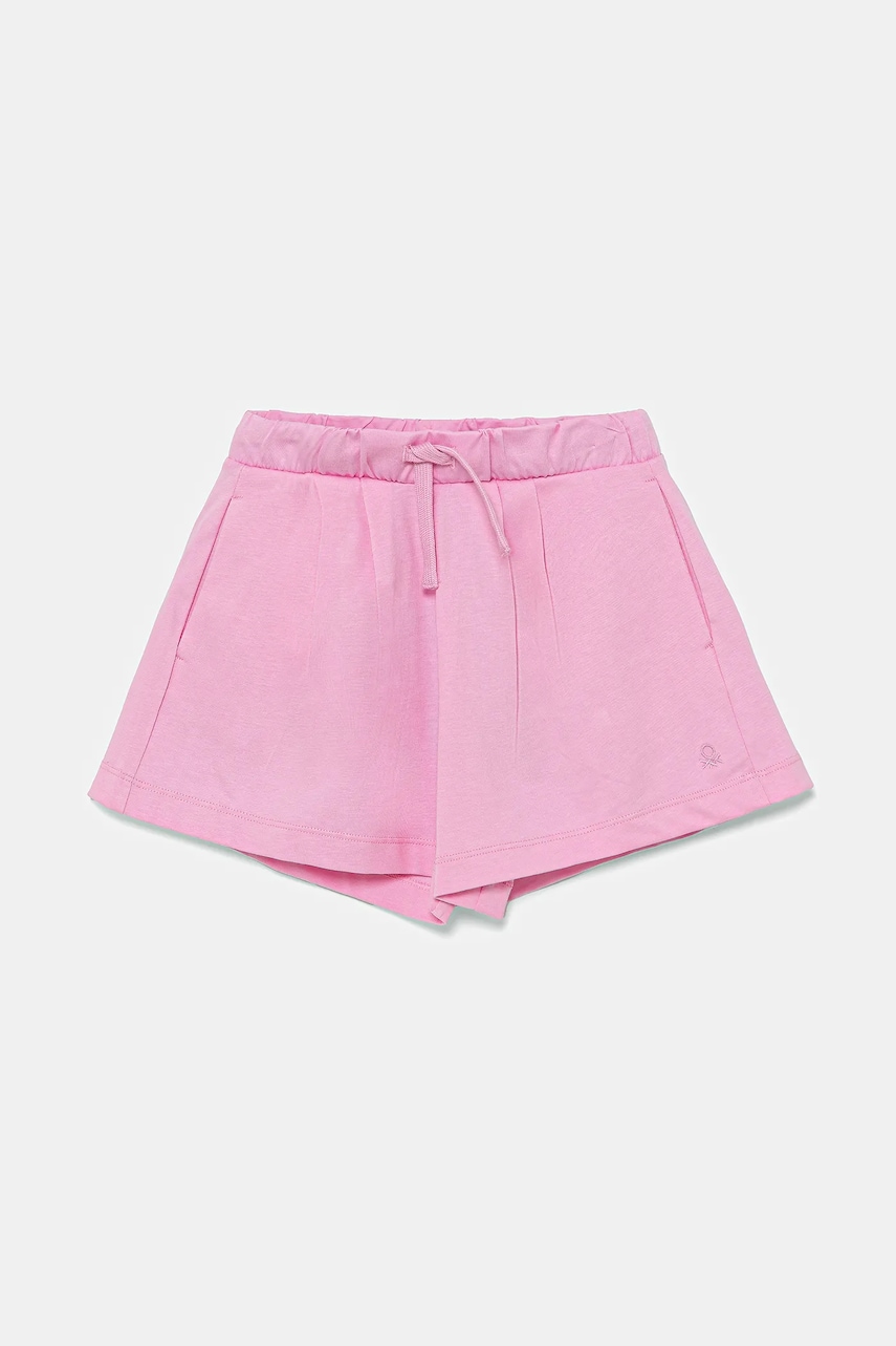 Levně Dětské bavlněné šortky United Colors of Benetton růžová barva, nastavitelný pas, 3BL0C903I