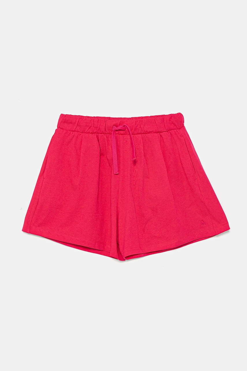 United Colors of Benetton pantaloni scurți din bumbac pentru copii culoarea roz, uni, talie reglabila, 3BL0C903I