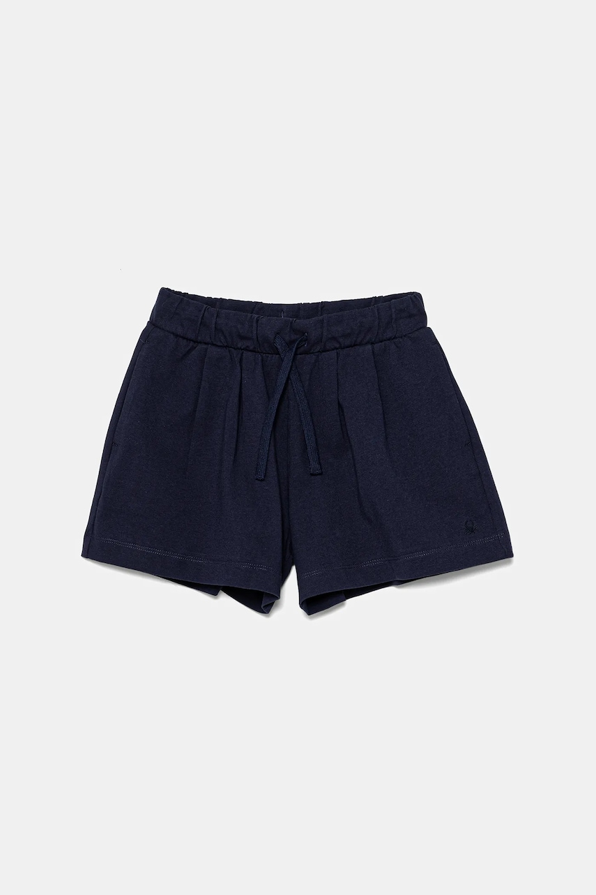United Colors of Benetton pantaloni scurti din bumbac pentru copii culoarea bleumarin, uni, talie reglabila, 3BL0C903I