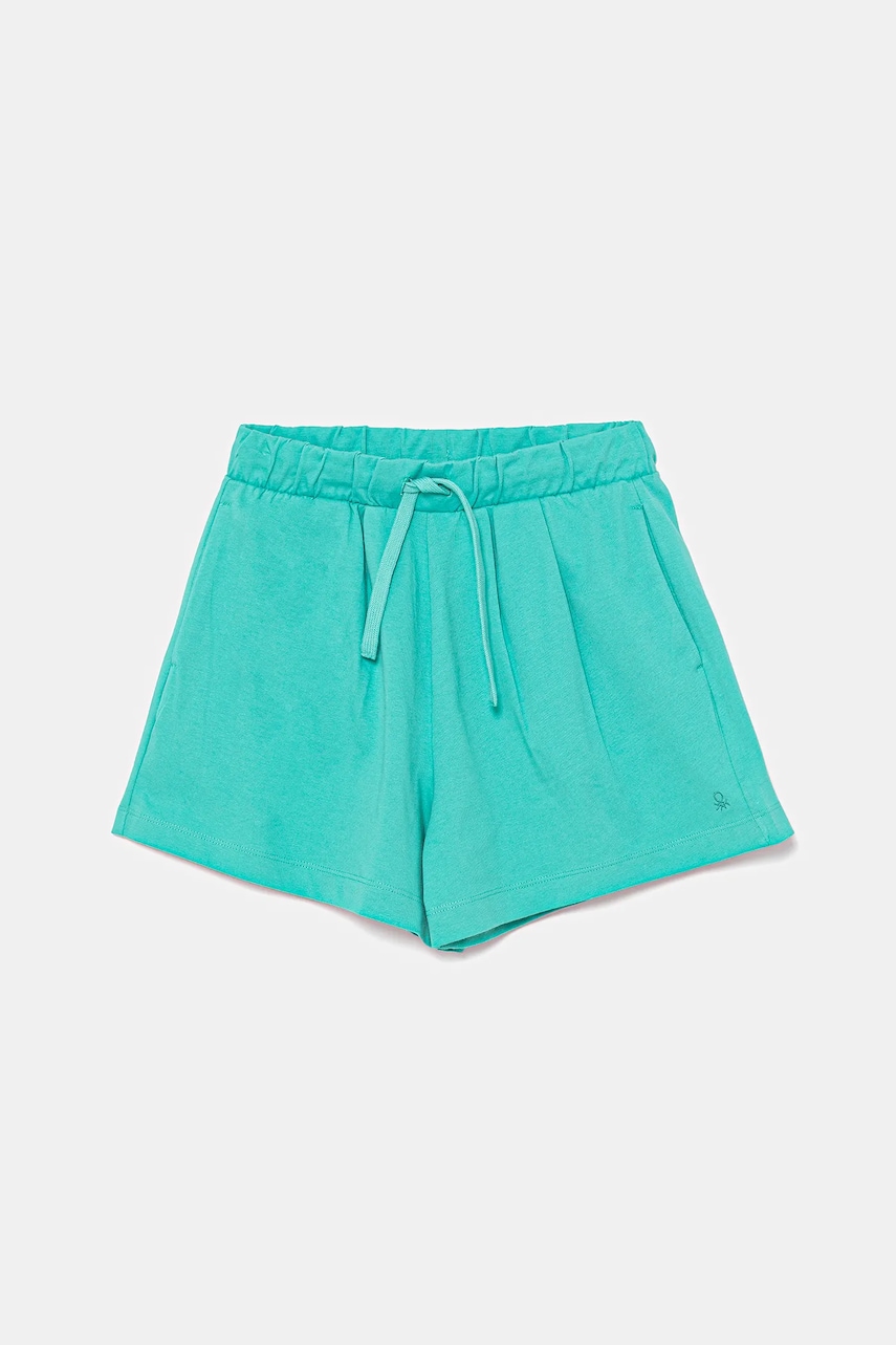 United Colors of Benetton pantaloni scurți din bumbac pentru copii culoarea turcoaz, uni, talie reglabila, 3BL0C903I