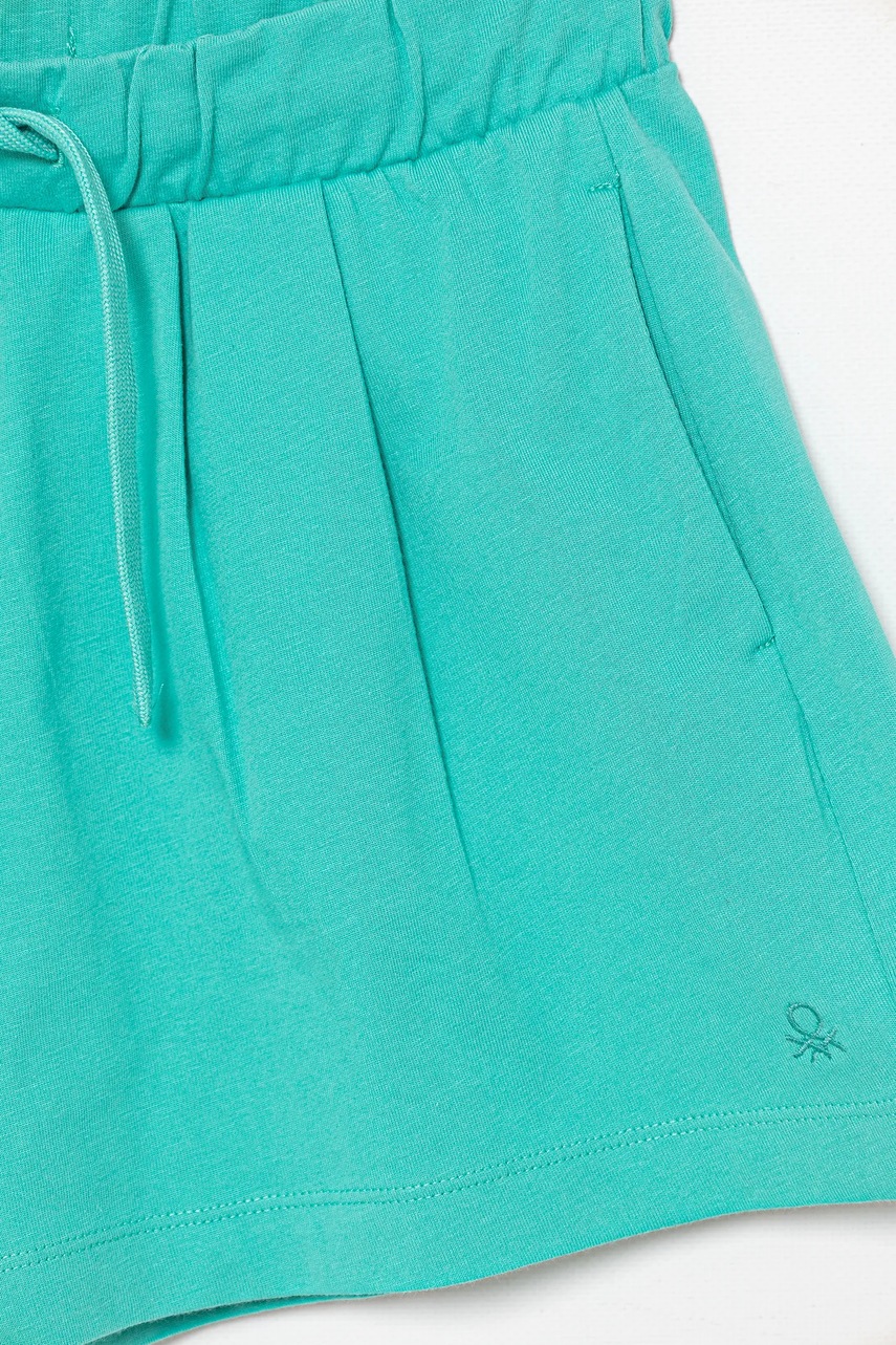 Детские хлопковые шорты United Colors of Benetton цвет бирюзовый однотонная регулируемая талия 3BL0C903I