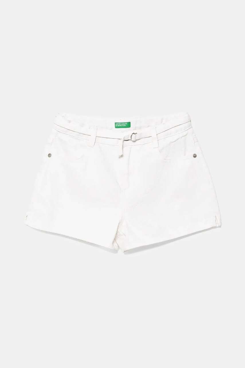 United Colors of Benetton pantaloni scurți din denim pentru copii culoarea alb, uni, 4PLRC903Z