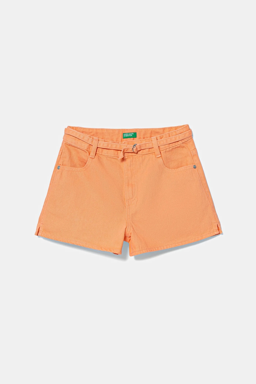 United Colors of Benetton pantaloni scurți din denim pentru copii culoarea portocaliu, uni, 4PLRC903Z