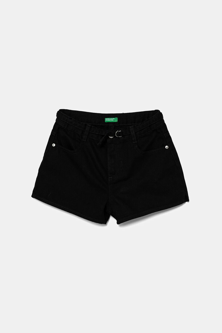 United Colors of Benetton pantaloni scurți din denim pentru copii culoarea negru, uni, 4PLRC903Z