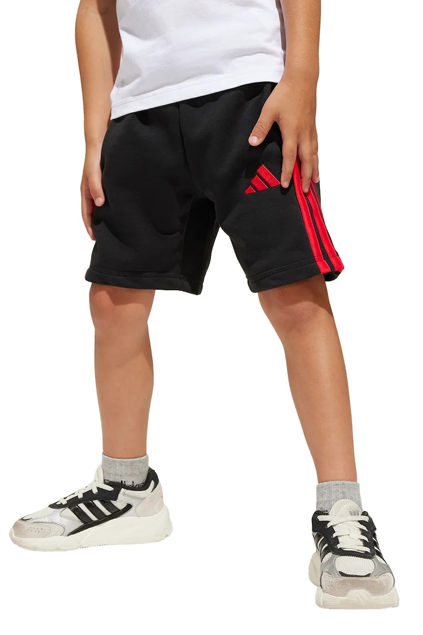 adidas pantaloni scurți copii culoarea negru, cu imprimeu, talie reglabila, JD6517 adidas pantaloni scurți copii culoarea negru, cu imprimeu, talie reglabila, JD6517