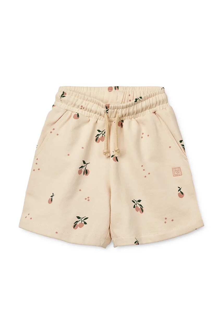 Детские хлопковые шорты Liewood Gram Printed Sweatshorts цвет бежевый с узором LW19864