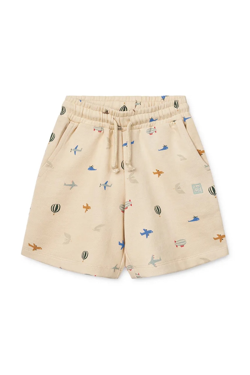 Liewood pantaloni scurți din bumbac pentru copii Gram Printed Sweatshorts culoarea bej, cu imprimeu, LW19864 Liewood pantaloni scurți din bumbac pentru copii Gram Printed Sweatshorts culoarea bej, cu imprimeu, LW19864