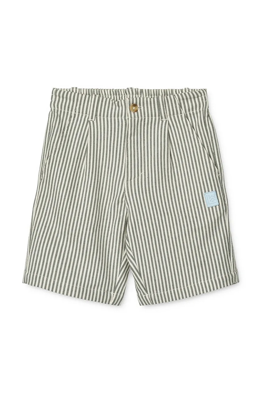 Детские хлопковые шорты Liewood Barrett Stripe Shorts цвет зелёный с узором LW19926