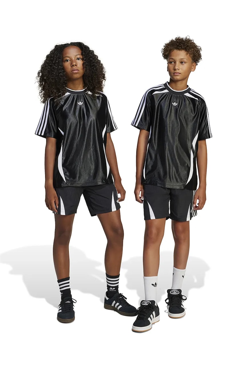adidas Originals pantaloni scurti copii culoarea negru, cu imprimeu, talie reglabila, JC9122 adidas Originals pantaloni scurti copii culoarea negru, cu imprimeu, talie reglabila, JC9122