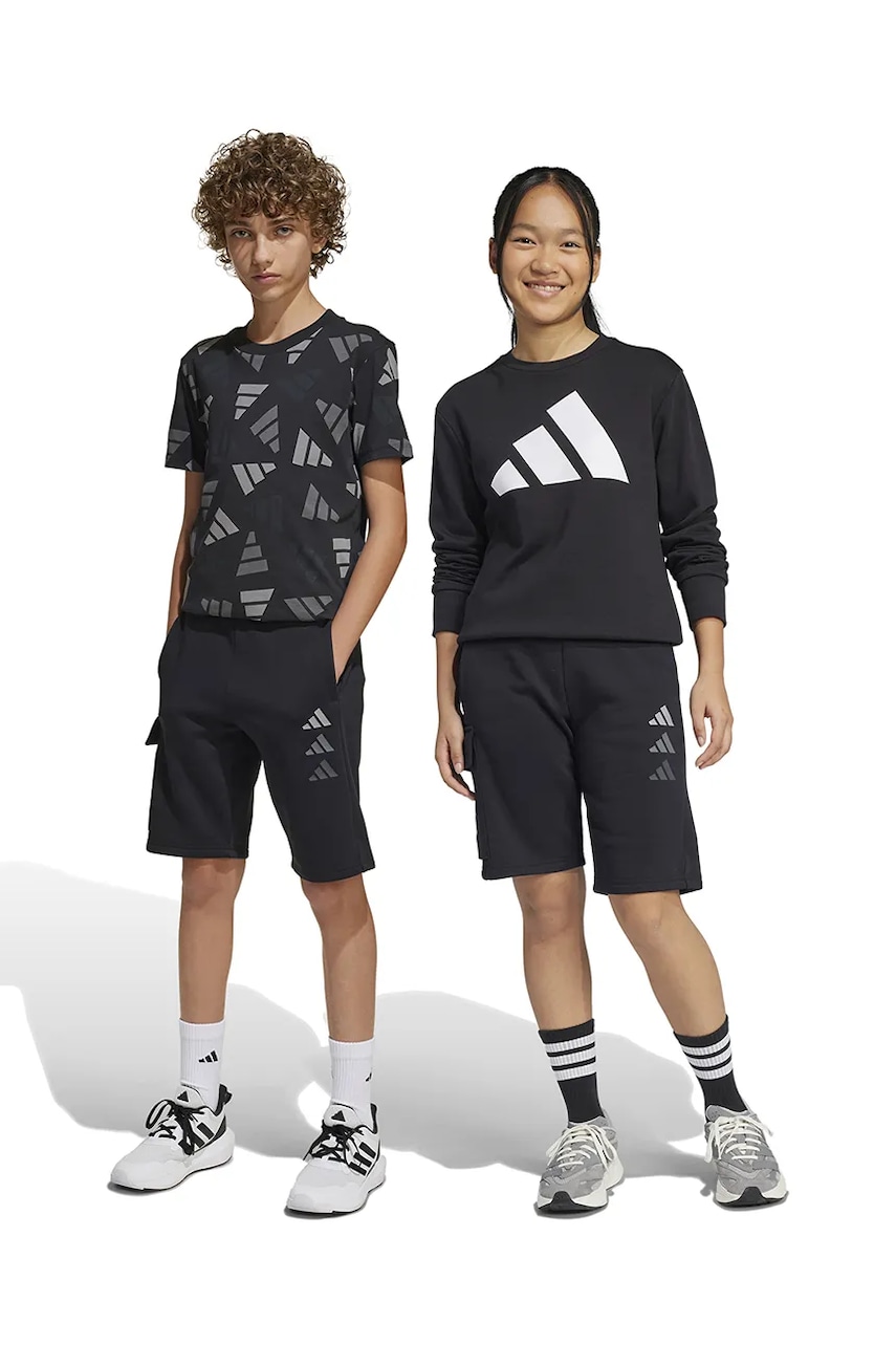 adidas pantaloni scurti copii culoarea negru, cu imprimeu, JC7746 adidas pantaloni scurti copii culoarea negru, cu imprimeu, JC7746