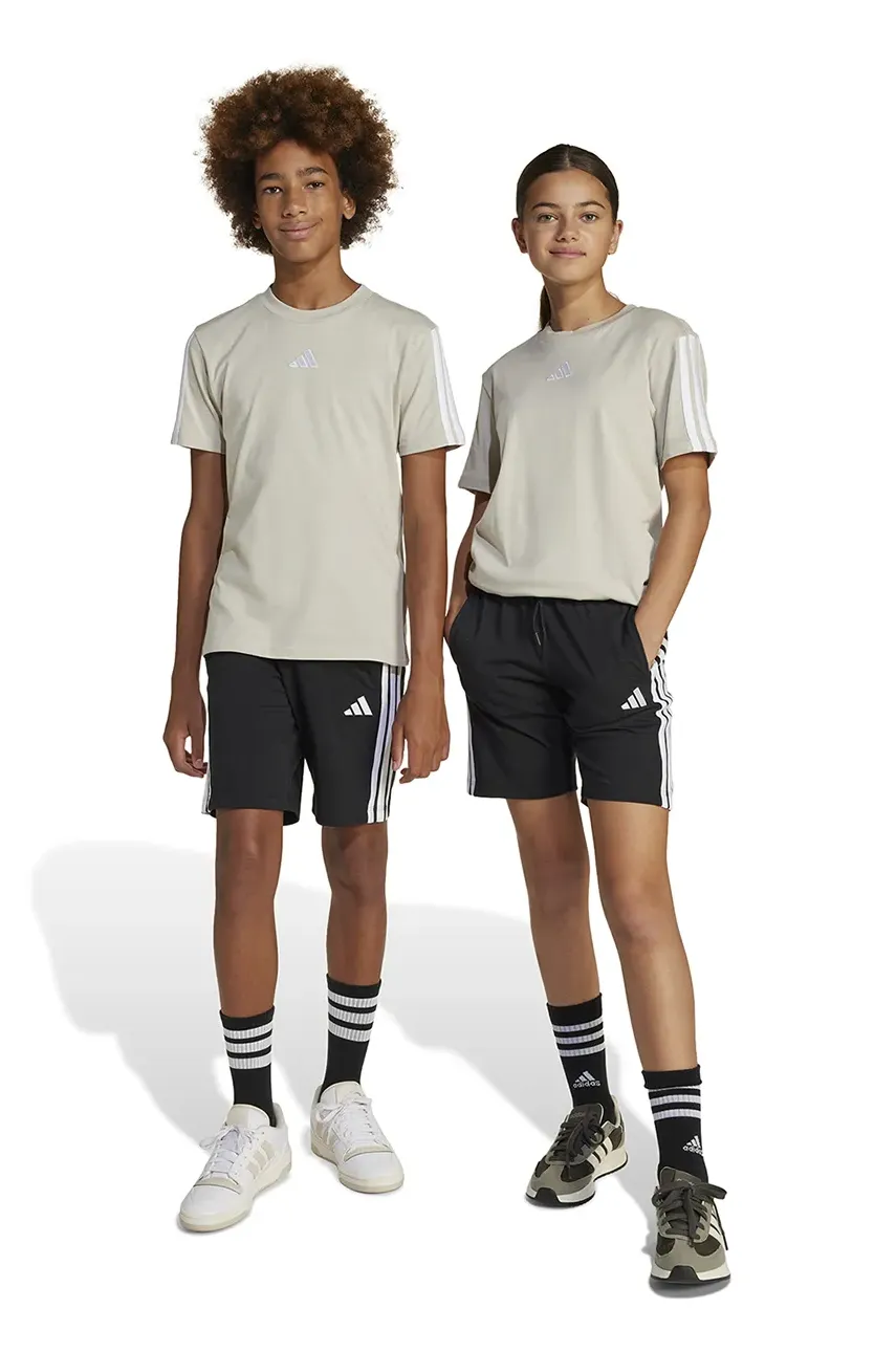 adidas pantaloni scurți din bumbac pentru copii culoarea negru, cu imprimeu, JE0310