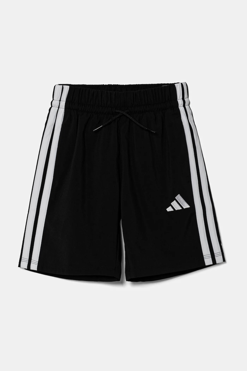 Детские шорты adidas цвет чёрный с аппликацией регулируемая талия JD8189 Детские шорты adidas цвет чёрный с аппликацией регулируемая талия JD8189