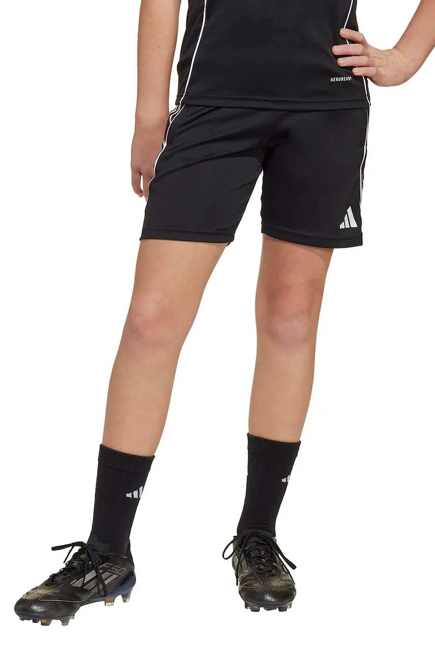 adidas Performance pantaloni scurti copii culoarea negru, cu imprimeu, talie reglabila, IW0443 adidas Performance pantaloni scurti copii culoarea negru, cu imprimeu, talie reglabila, IW0443