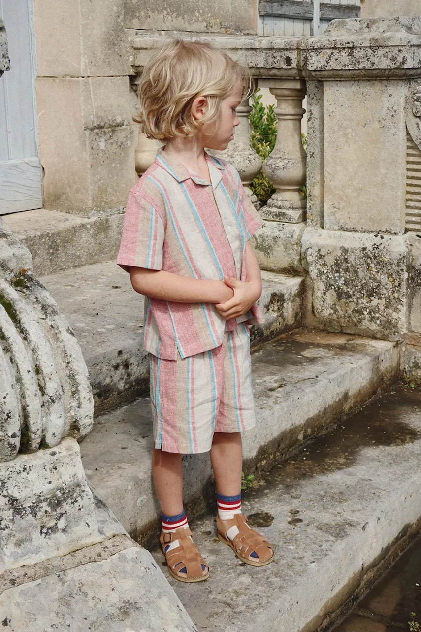 Konges Sløjd pantaloni scurți de in pentru copii VENICE SHORTS culoarea roz, modelator, KS102449 Konges Sløjd pantaloni scurți de in pentru copii VENICE SHORTS culoarea roz, modelator, KS102449