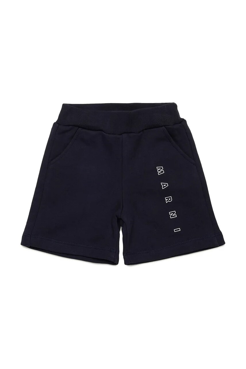 Marni pantaloni scurți din bumbac pentru bebeluși MP193B SHORTS culoarea bleumarin, cu imprimeu, M01403
